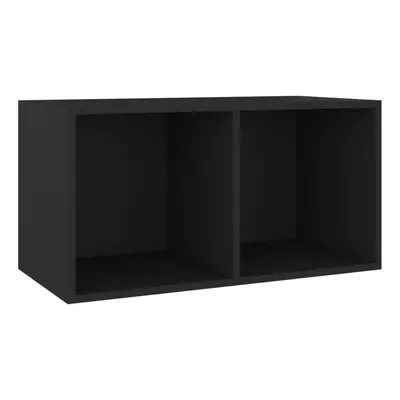 vidaXL Vinyl Storage Box Black Engineered Wood Recorder Collection Cabinet