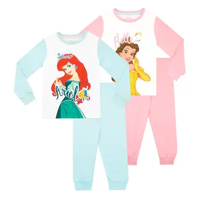 Disney Girls' Pajamas Pack Ariel and Belle Multicolored