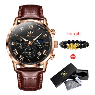 (ZPMH) Men's Watches Brown Leather Classic Analog Quartz Watch for Man 3ATM Waterproof Wrist Wat