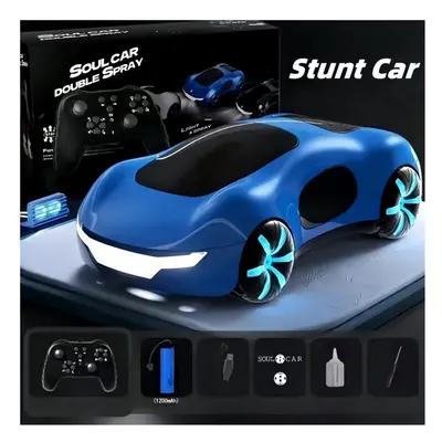 (Blue) NEW cool sports car dual spray with sound and cool lights four-wheel drive science fictio