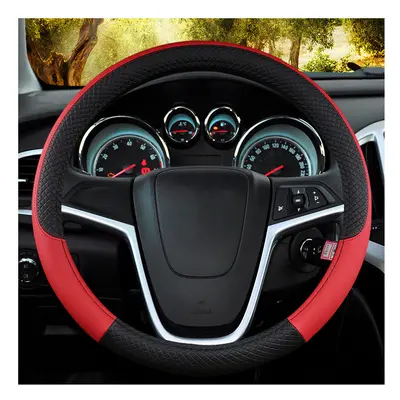 (Red) Auto Steering Wheel Cover Universal Volant Braid on the Steering-wheel