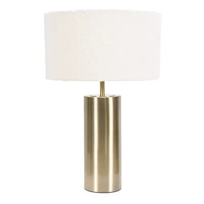 ValueLights Lexy Cream Boucle & Gold Dimmable Touch Table Lamp & Bulb