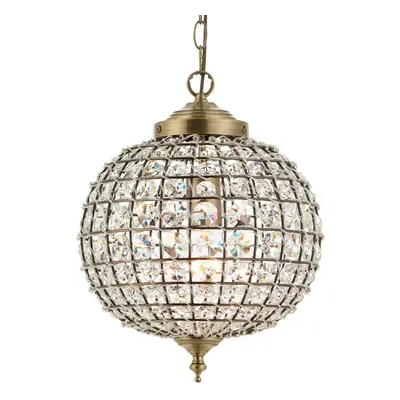 Hanging Ceiling Pendant Light Antique Brass Glass Round Metal Lamp Shade Holder