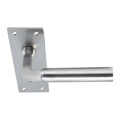 PAIR Round Bar Handle on Slim Lock Backplate x 50mm Satin Nickel