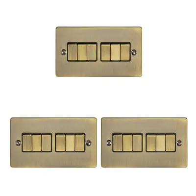 3 PACK Gang Metal Multi Light Switch ANTIQUE BRASS Way 10A Black Trim