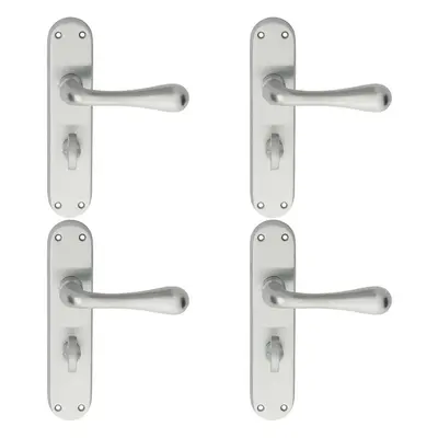 4x PAIR Smooth Round Bar Handle on Bathroom Backplate x 40mm Satin Chrome