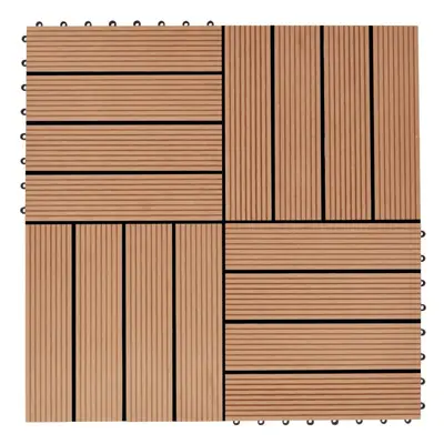 vidaXL 11x Decking Tiles WPC 1sqm Teak Colour Paving Flooring Board Sheet