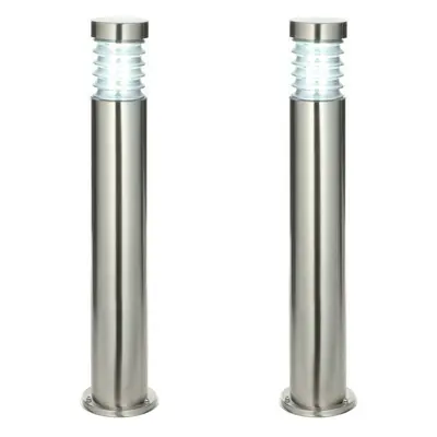 2 PACK Outdoor IP44 Bollard Light Marine Grade Steel Lamp Post Garden Driveway