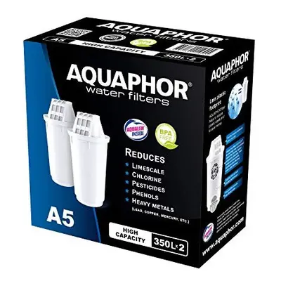 A5 replacement water filter cartridges fits all A5 filter jugs pack 350l per filter White