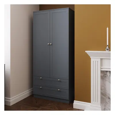 FWStyle Dark Grey Door Drawer Panelled Combination Wardrobe