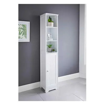 White Wood Tall Boy Storage Cabinet Unit Bathroom Cupboard Standing G-0062