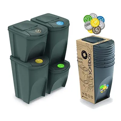 Prosperplast Set of Cubes x L Plastic x L Prosper Sortibox in Grey Recycling Container, Multicol