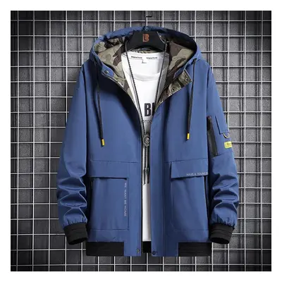 (blue, 7XL) Men&apos;s Autumn Large Size Fashionable Thick Hooded Casual Jacket