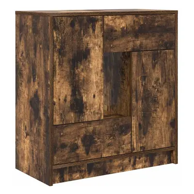 (smoked oak) vidaXL Sideboard with Drawers and Doors Black Oak 70.5x34x74.5 cm