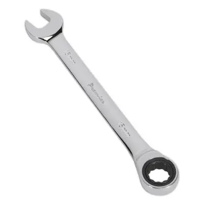 15mm Ratchet Combination Spanner - Chrome Vanadium Steel - Tooth Ratchet Ring