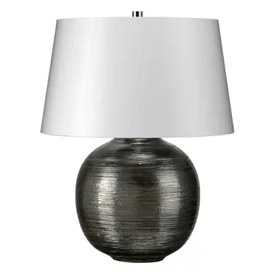 Table Lamp Textured Silver Glaze Silver Fabric Shade Finial Silver LED E27 60W