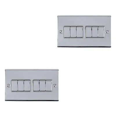 2 PACK Gang Metal Multi Light Switch POLISHED CHROME Way 10A GREY Trim