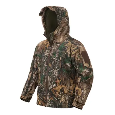 (cadet grey, US M) Men&apos;s Soft Shell Waterproof Camouflage Hunting Jacket Warm Fleece Lined 