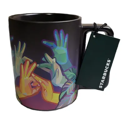 Starbucks American Sign Language ASL Hand Movements Coffee Mug Oz