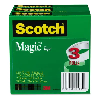 Scotch 810723PK Magic Tape Refill 1-Inch x 2592-Inch 3-Inch Core 3/Pack