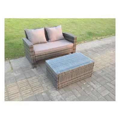 Fimous High Back Rattan Garden Furniture Seater Love Seat Sofa