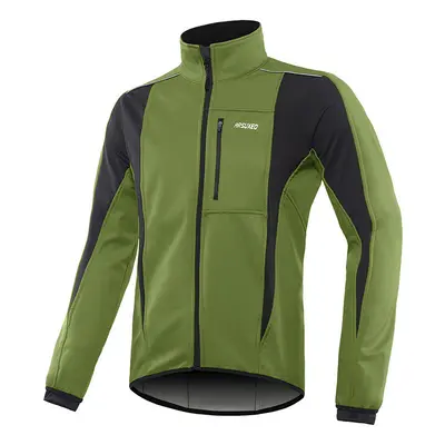 (Army Green, S) Men's Cycling Jacket Winter Warm Waterproof Windproof Bicycle Clothing Thermal F