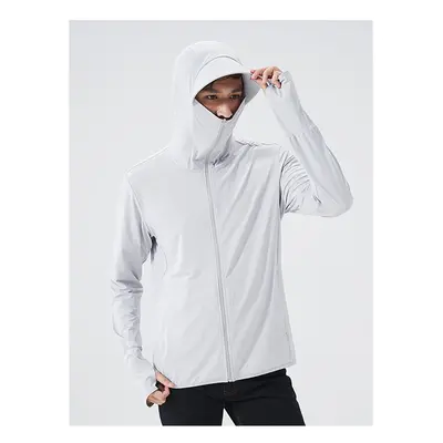 (GRAY, XXL) Summer UPF 50+ UV Sun Protection Skin Coats Men Ultra-Light Sportswear Hooded Outwea