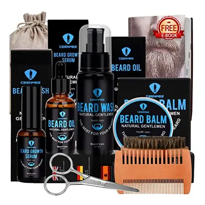 Beard Grooming Kit,Beard Kit with Beard Oil,Beard Growth Serum,Beard Wash, Beard Balm,Beard Brus