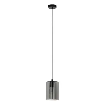 Pendant Light Colour Black Shade Black Transparent Smoked Glass Bulb E27 1x40W