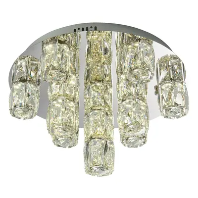 Flush Ceiling Light Chrome Plate & Clear Crystal x 2.7W LED module