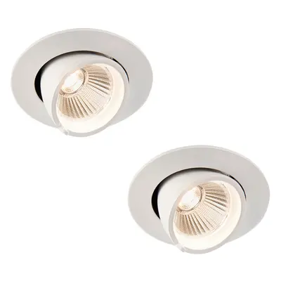 2 PACK Fully Adjustable Ceiling Downlight - 9W Warm White LED - Matt White