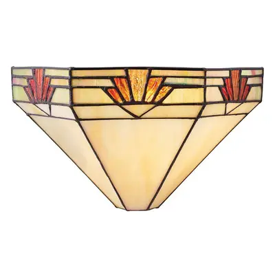 Tiffany Glass Wall Light Rich Cream & Gold Pendant Shade Interior Sconce i00256