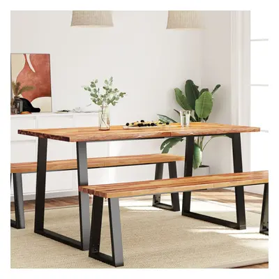 vidaXL Dining Table with Live Edge 160x80x75 cm Solid Wood Acacia