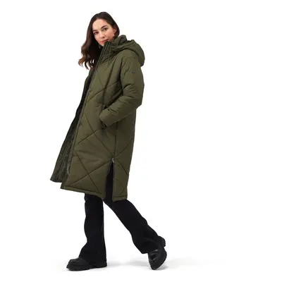 (18, Dark Khaki) Regatta Womens Cambrie Quilted Warm Winter Long Padded Jacket Coat