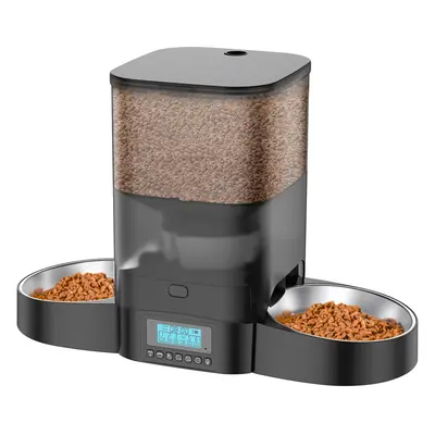 (3.5L Auto, Black) Automatic Cat Feeder for Cats, Even Distribution Cat Feeder Timer Dispenser w