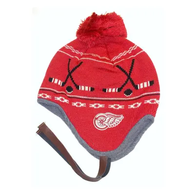 Detroit Red Wings String Knit CCM Hat with Pom & Tassels - Red