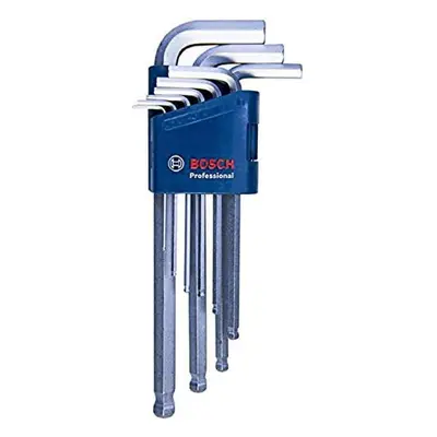 Bosch Professional 1600A01TH5 Allen Key Set HEX 9Piece Angled Wrench 15100mm Blue