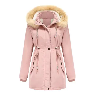 (pink, 2XL) Women&apos;s Warm Winter Parka Coat Faux Fur Hooded Fleece Lined Thicken Sherpa Puff