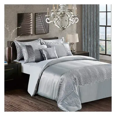 swift Piece Fancy Duvet Cover Sequin Bedding Set with Pillowcase Silky Glittery Velvet (Silver, 