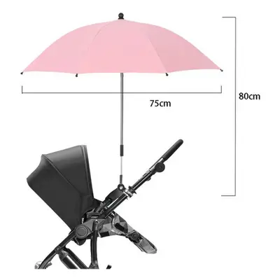 (Pink-75cm) UV Protection Baby Stroller Umbrella With Clamp Universal Sunscree Rainproof Strolle