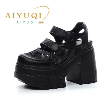 (black, 37) Women&apos;s Sandals 11cm Heel High Mesh Women Sandals Platform High Heel Sandals Wo