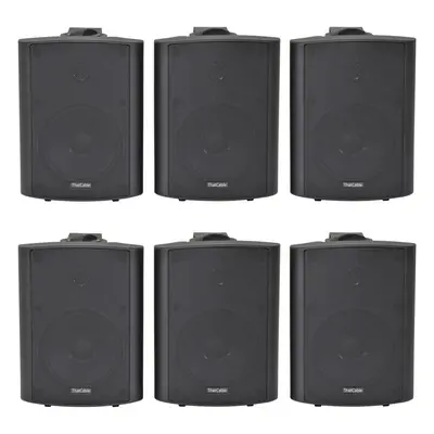 6x 90W Black Wall Mounted Stereo Speakers 5.25" 8Ohm Quality Home Audio Music