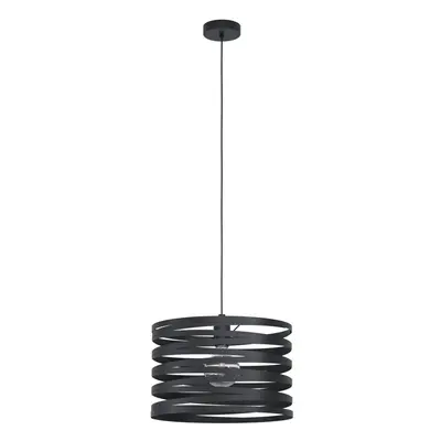 Pendant Ceiling Light Colour Black Shade Black Spirals Long Cable Bulb E27 1x40W