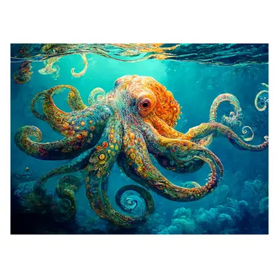 Deep Blue Octopus Odyssey: Premium 1000-Piece Jigsaw Puzzle for Adults