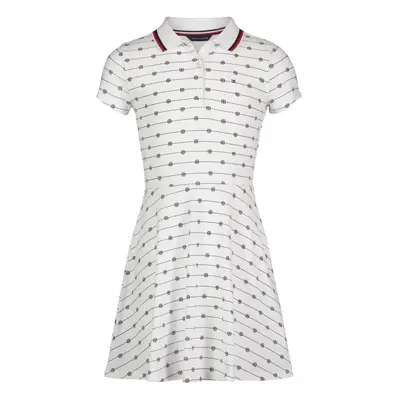 Tommy Hilfiger Girls' Short Sleeve Polo Dress White Monogram Stripe