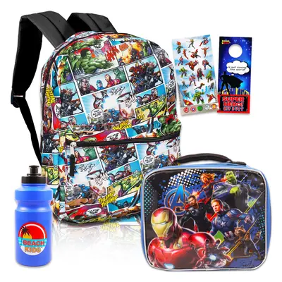 Avengers Backpack with Lunch Bag Set - Bundle with Avengers Backpack for Boys Avengers Lunch Box