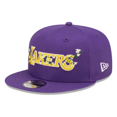 (M/L, Purple) New Era LA Lakers Flower Wordmark 9FIFTY Snapback Cap Hat - Purple