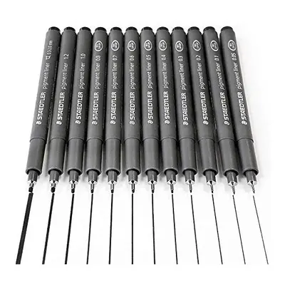 Staedtler Pigment Liner black fineliner pens, full professional pieces artist drawing technical 