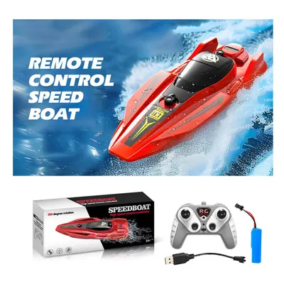 (Red-902) Remote Control Boat Electric Toy Charging 2.4G Remote Control Boat Double Spiral Pulp 