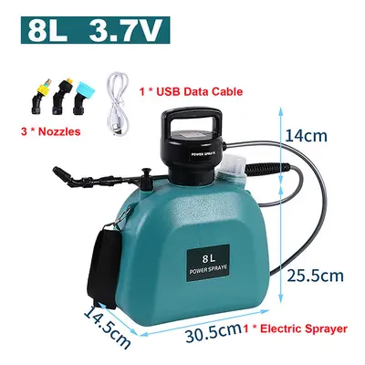 (Green-8L-3.7V) Electric Battery Sprayer Gardening Watering Flowers Can Agricultural Disinfectin